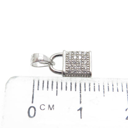 HAN 925 Sterling Silver Round-Cut C Z Lock Minimalist Charm Pendant