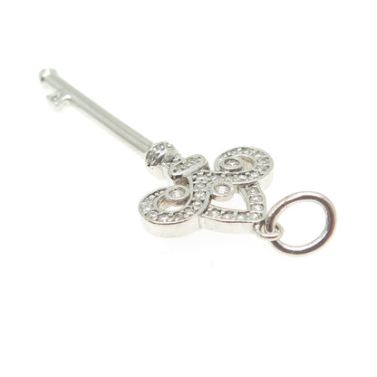 925 Sterling Silver Pave C Z Key Pendant