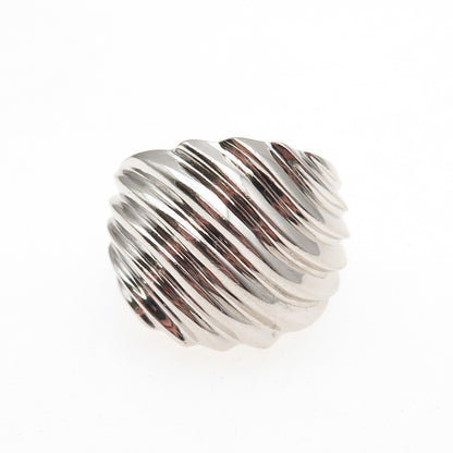 SX Sally C 925 Sterling Silver Vintage Modernist Ribbed Ring Size 7.25
