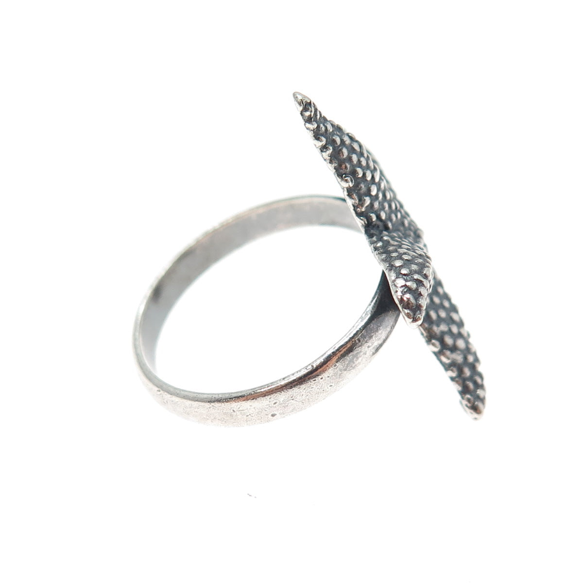 925 Sterling Silver Vintage Starfish Oxidized Ring Size 8.75