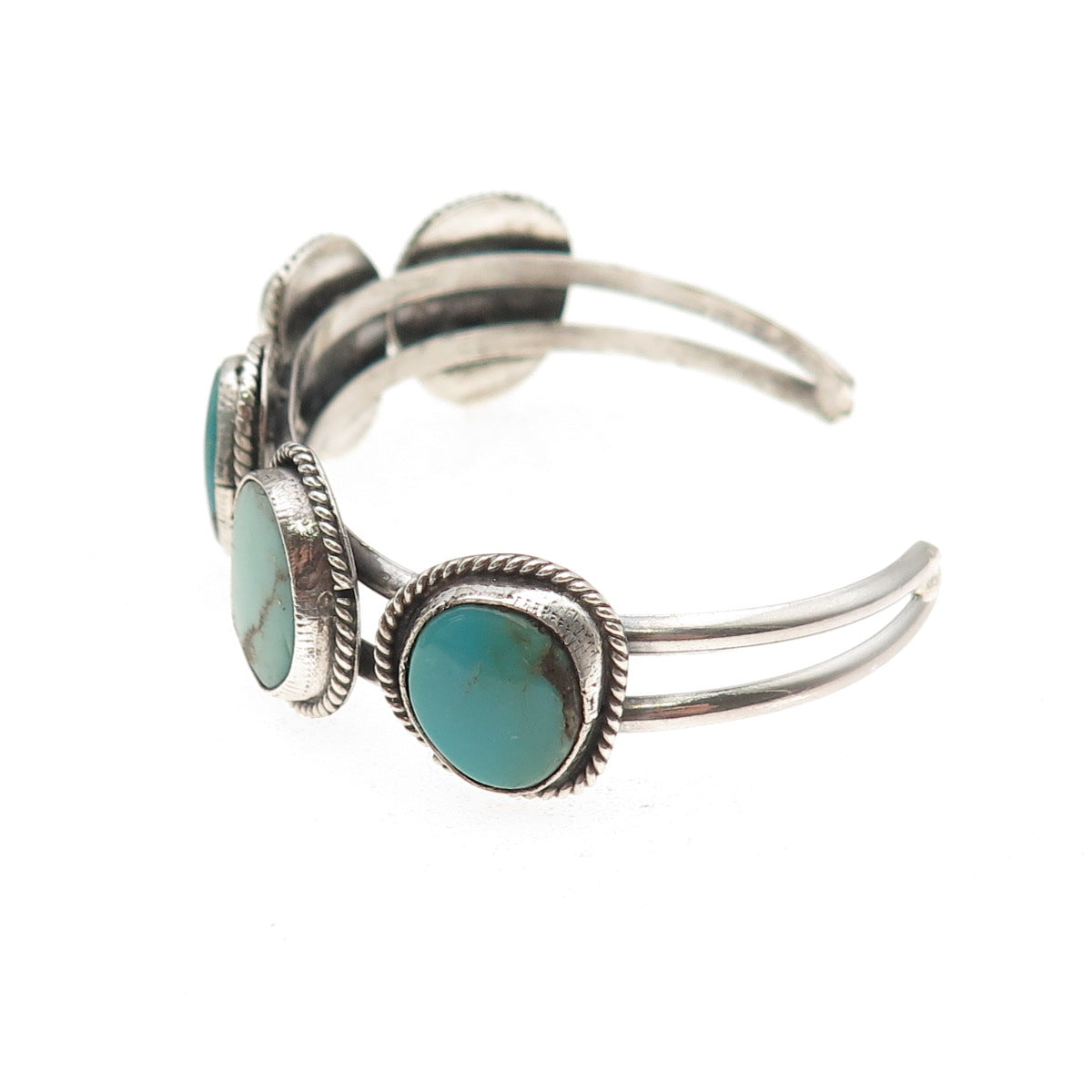 Old Pawn 925 Sterling Vintage Southwestern Turquoise Adjustable Bracelet 5.75"