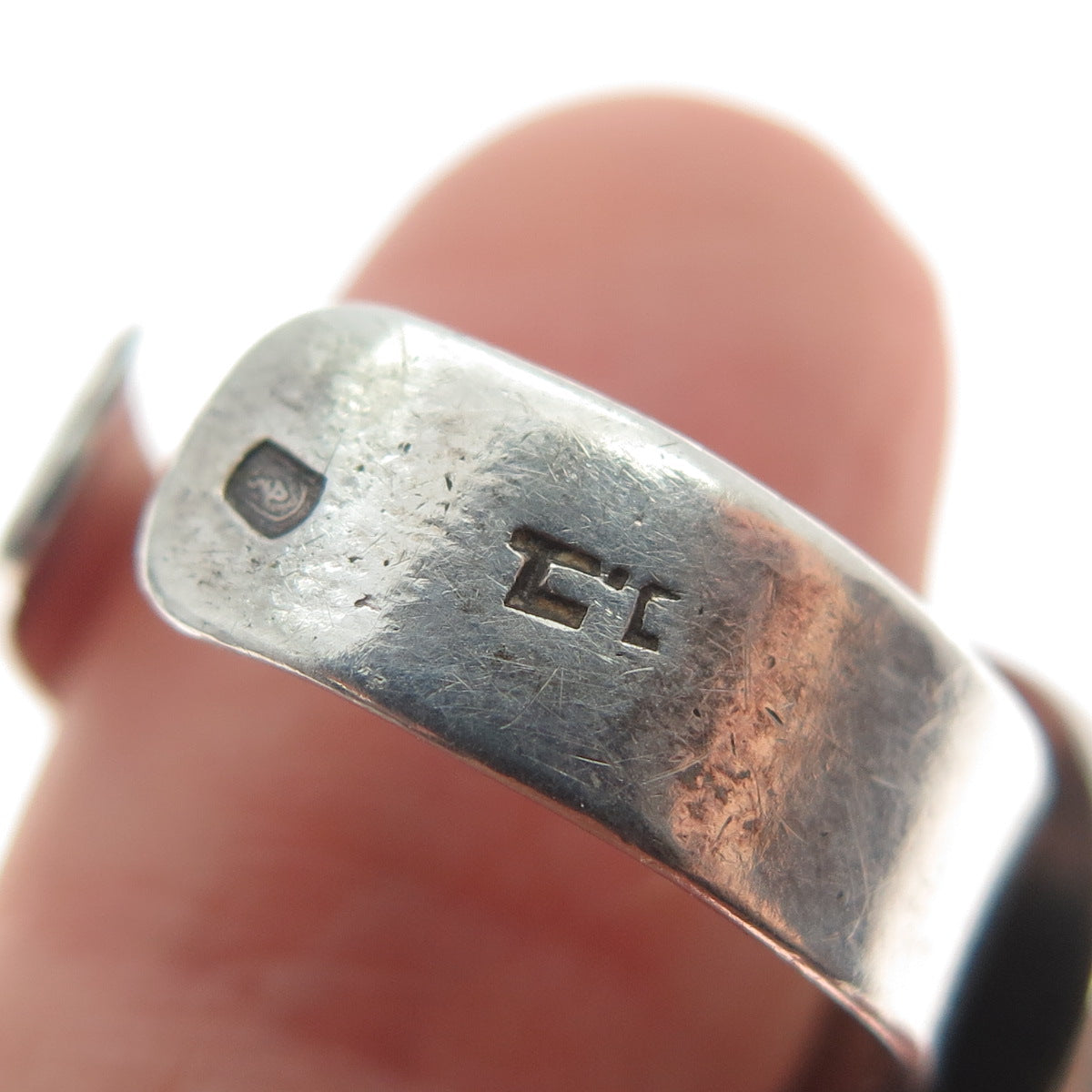 925 Sterling Silver Vintage Israel Real Carnelian Adjustable Ring Size 9