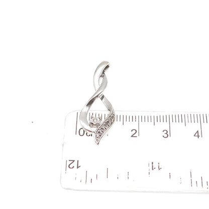 925 Sterling Silver Real Round-Cut Diamond Twisted Charm Pendant