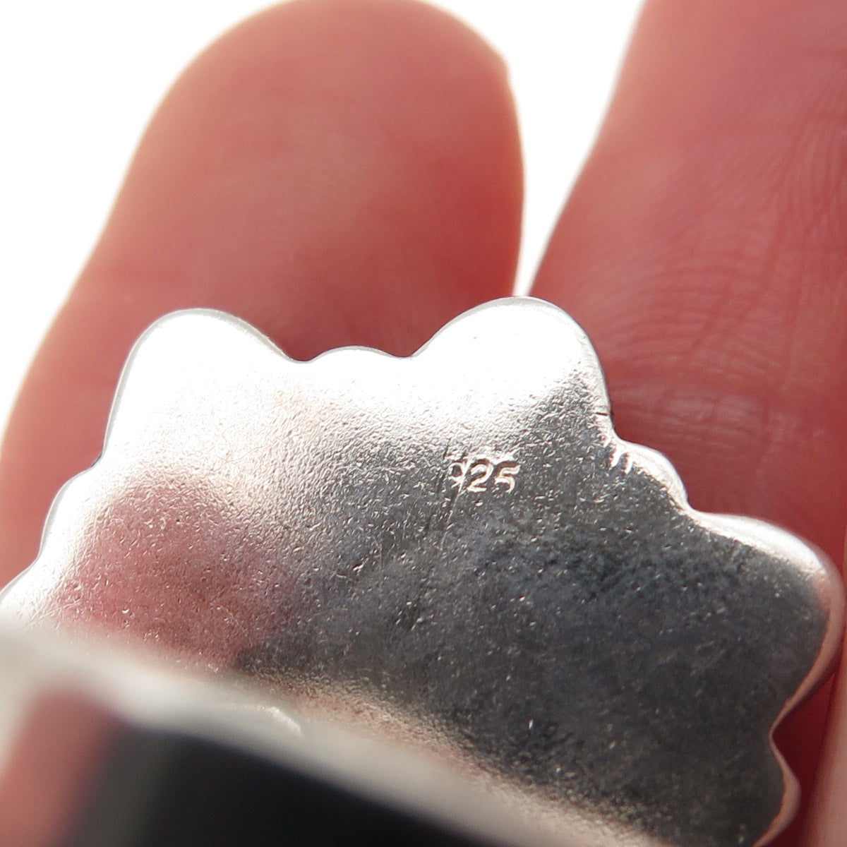 925 Sterling Silver Vintage Real Malachite & Pearl Statement Ring Size 9