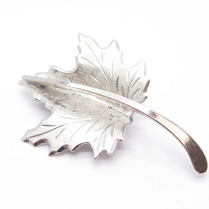 925 Sterling Silver Vintage BEAU Maple Leaf Pin Brooch