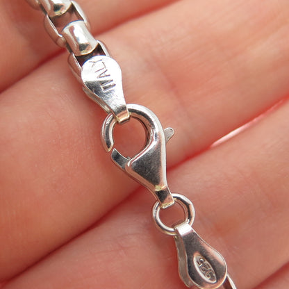 925 Sterling Silver Vintage Italy Round Box Chain Necklace 20"