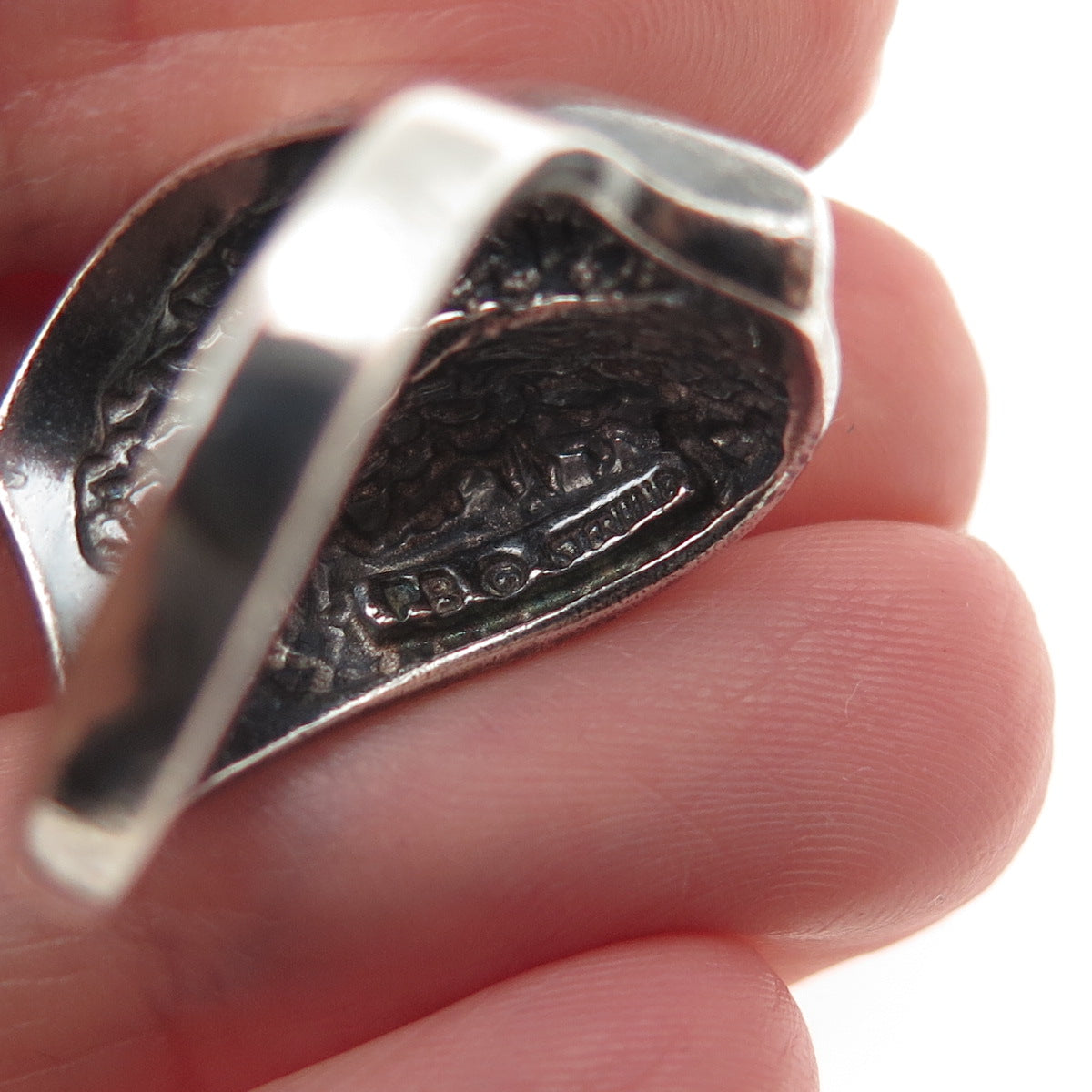 PAUL BRACKNA 925 Sterling Silver Vintage Modernist Oxidized Ring Size 5.75