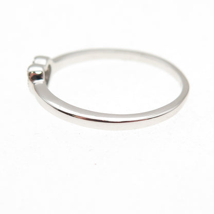 925 Sterling Silver Round-Cut C Z Heart Ring Size 8.25