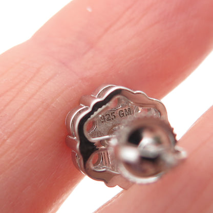 925 Sterling Silver Round-Cut C Z Stud Earrings