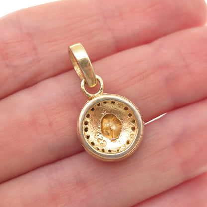 925 Sterling Silver Gold Plated Real Rose-Cut Diamond Charm Pendant