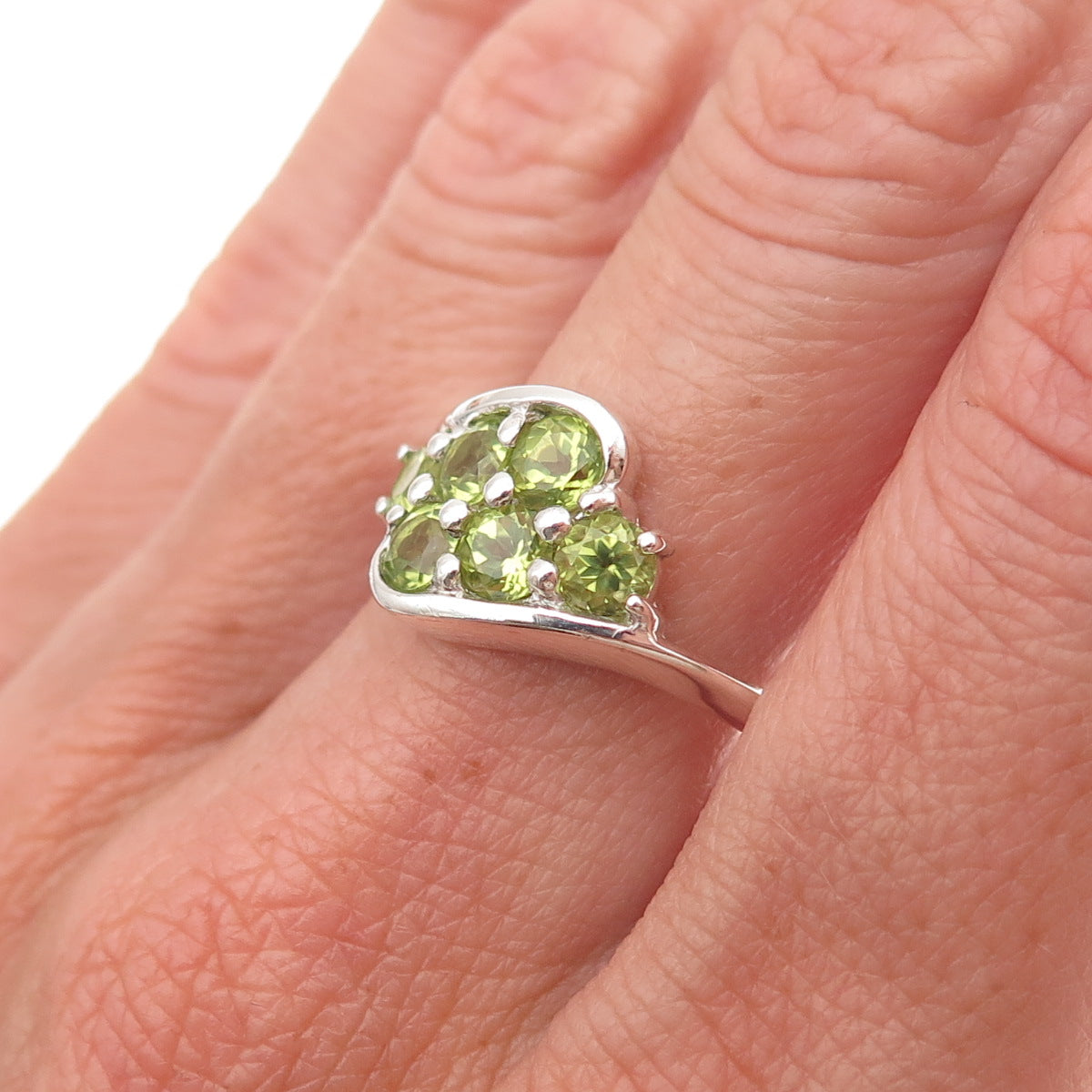 CNA Pranda 925 Sterling Silver Vintage Real Round-Cut Peridot Ring Size 9