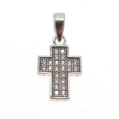 925 Sterling Silver Pave C Z Cross Pendant