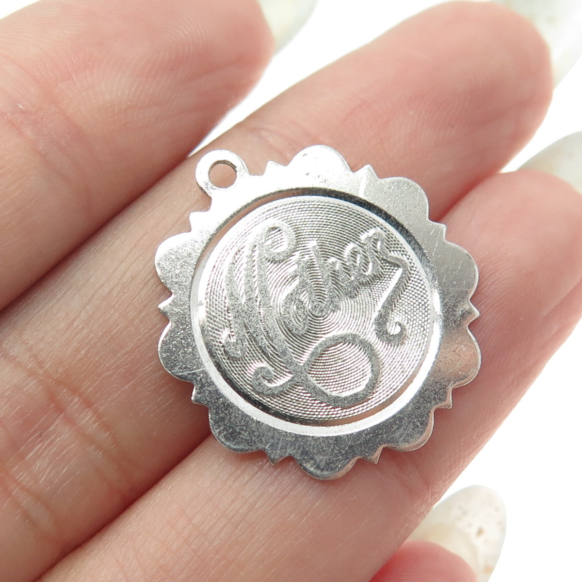 925 Sterling Silver Vintage "Mother" Textured Pendant