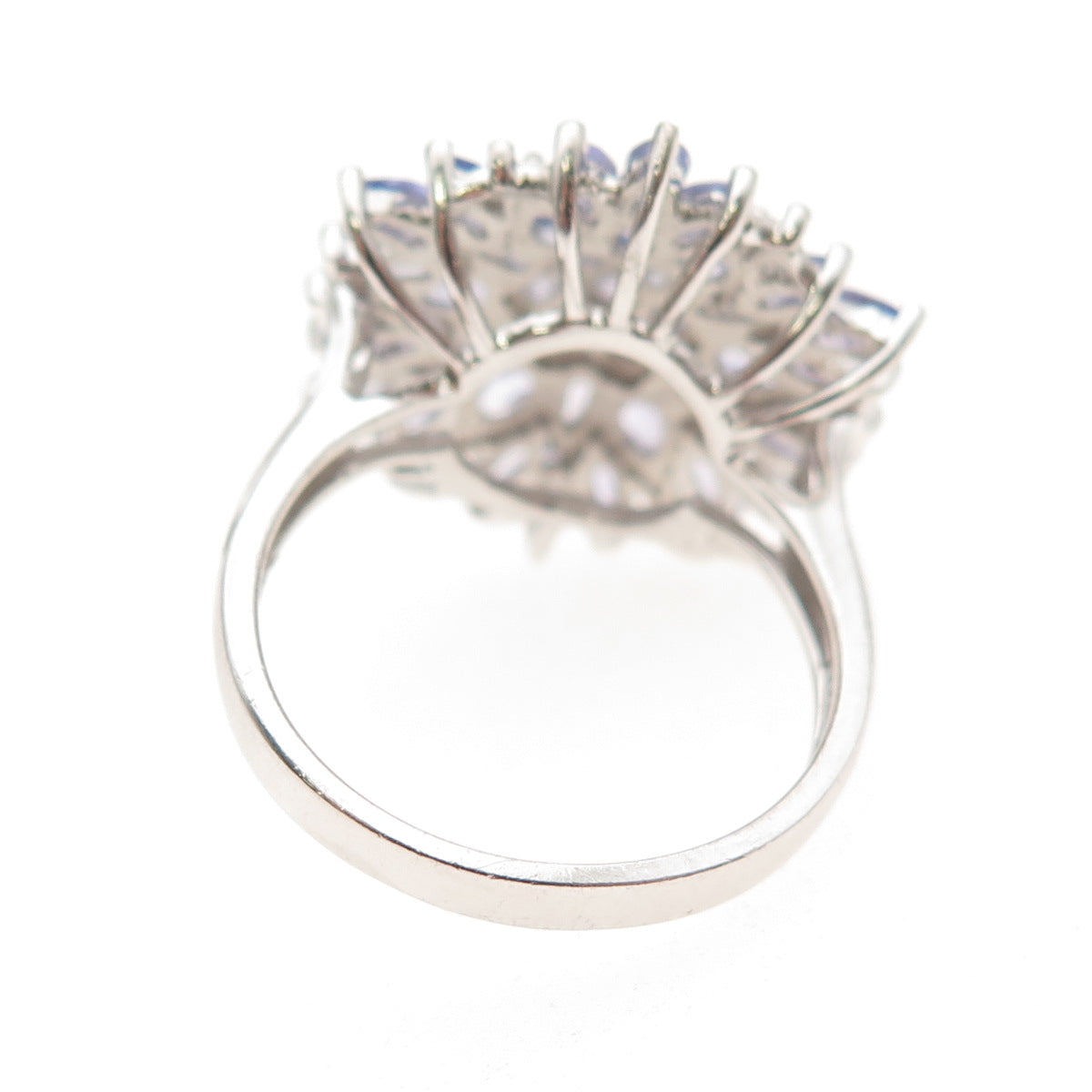 Harold Trujillo 925 Sterling Silver Real Tanzanite Floral Ring Size 7.75