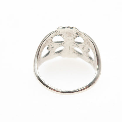 Old Pawn 925 Sterling Silver Vintage Southwestern Oxidized Tribal Ring Size 8