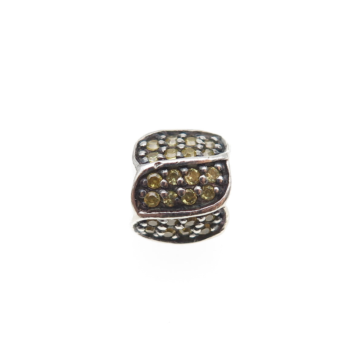 CHAMILIA 925 Sterling Silver Round-Cut Canary C Z Petal Slide Bead Charm