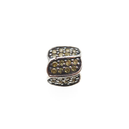 CHAMILIA 925 Sterling Silver Round-Cut Canary C Z Petal Slide Bead Charm