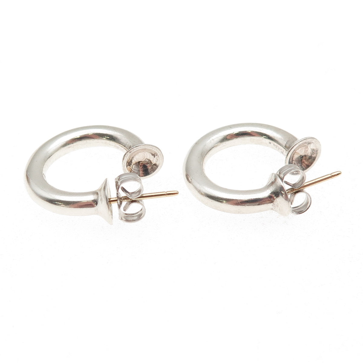 Jane Bohan 925 Sterling Silver 14K Gold Posts Vintage Hoop Earrings