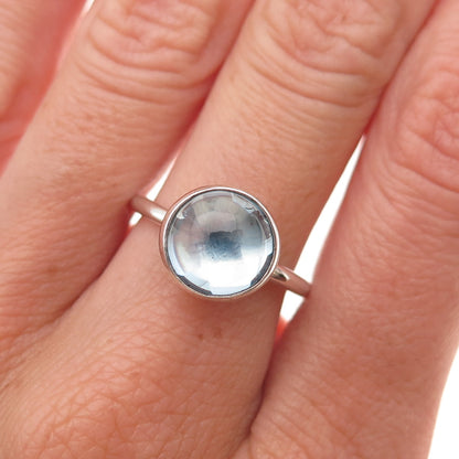 Pandora 925 Sterling Silver Blue Crystal March Birthstone Droplet Ring Size 6.75