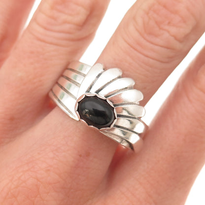 Richard Begay Navajo Old Pawn Sterling Silver Vintage Black Onyx Ring Size 12.25