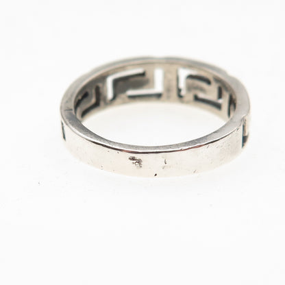 925 Sterling Silver Vintage Greek Maze Oxidized Ring Size 7