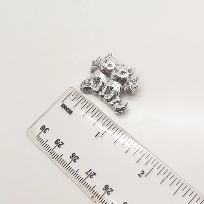 925 Sterling Silver Vintage Couple of Cats Pin Brooch