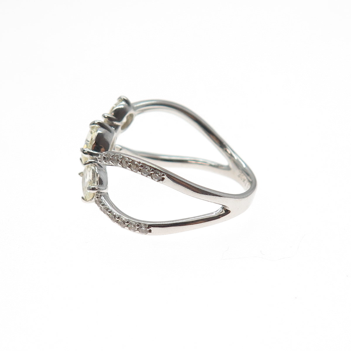 BOMB PARTY 925 Sterling Silver Canary & White C Z Ring Size 8.5