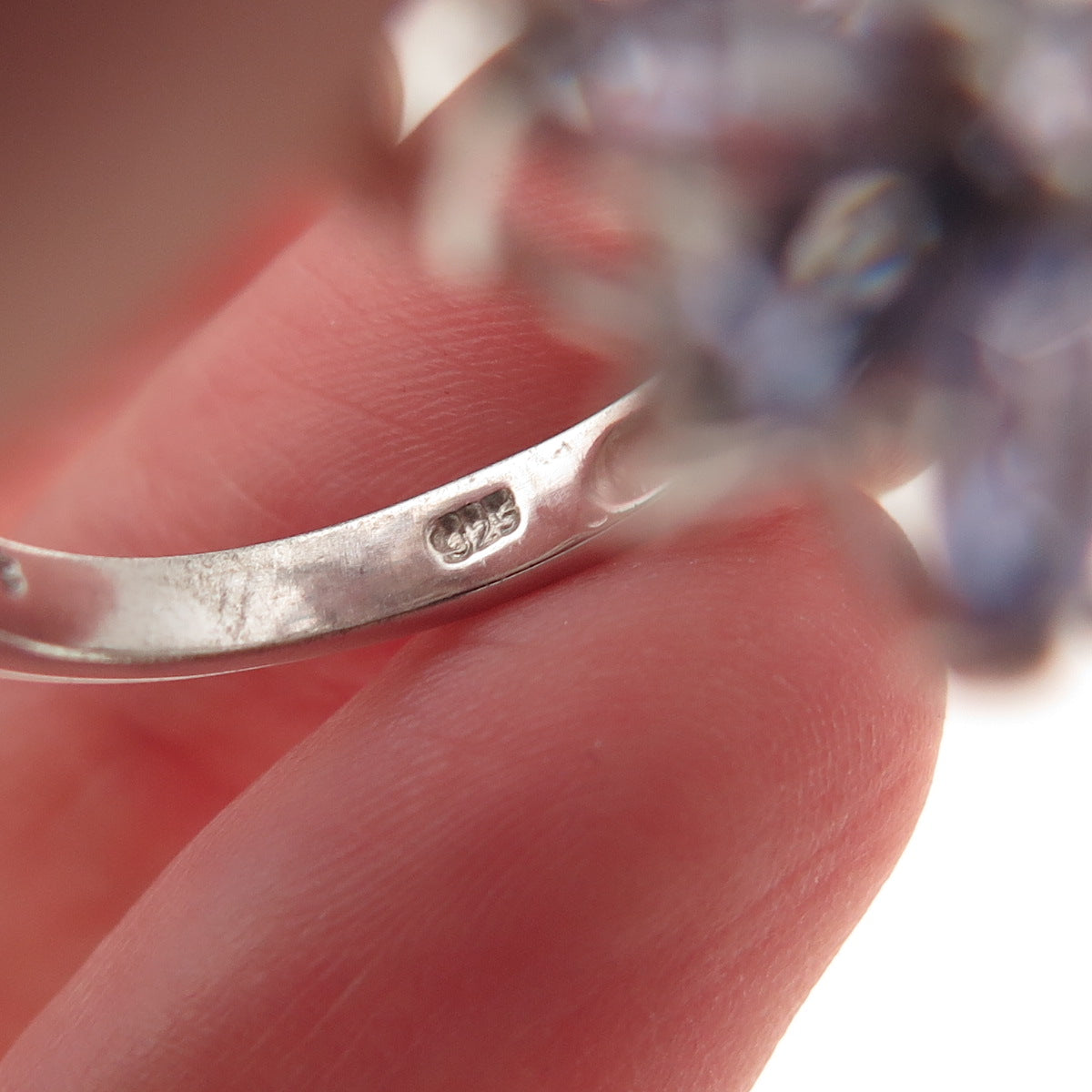 Chuck Clemency 925 Sterling Silver Real Tanzanite Floral Ring Size 8.25