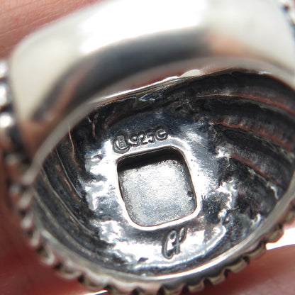 CAROLYN POLLACK Sterling Silver Vintage Real Rhodonite Oxidized Ring Size 8.25