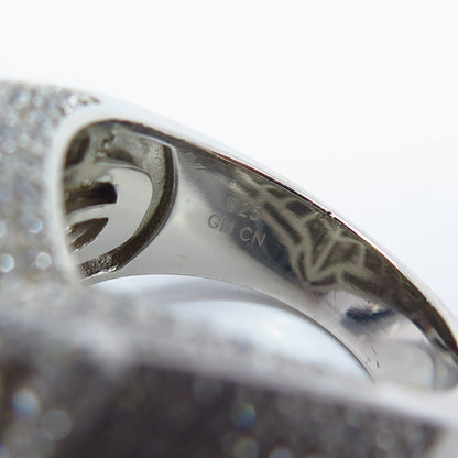 925 Sterling Silver Pave C Z Star Wide Ring Size 10