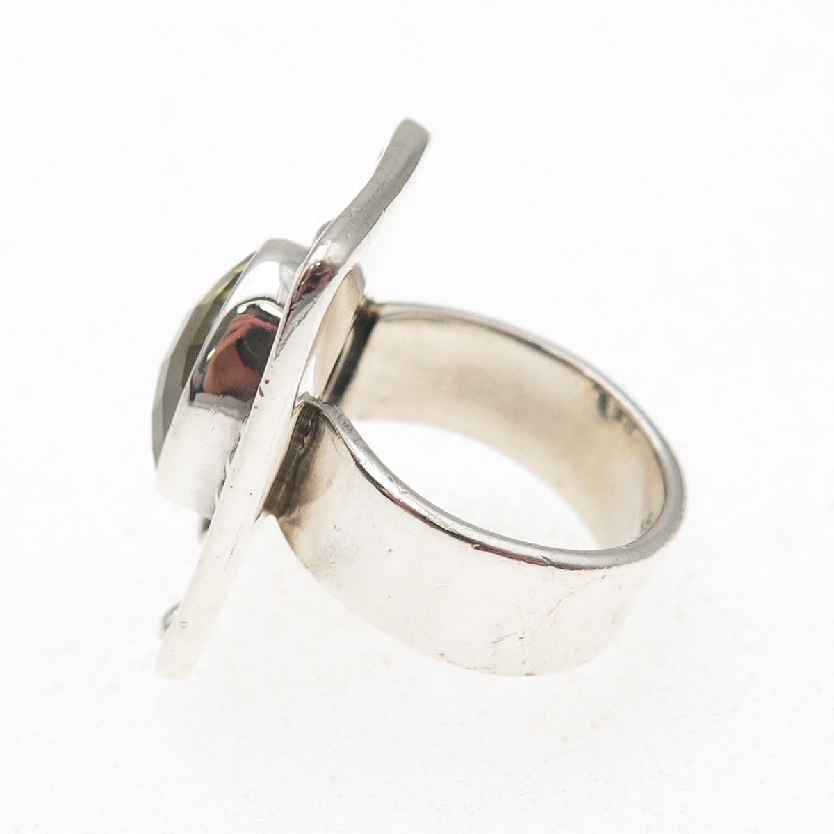 Sajen 925 Sterling Silver Vintage Real Lemon Quartz Oxidized Ring Size 6.25