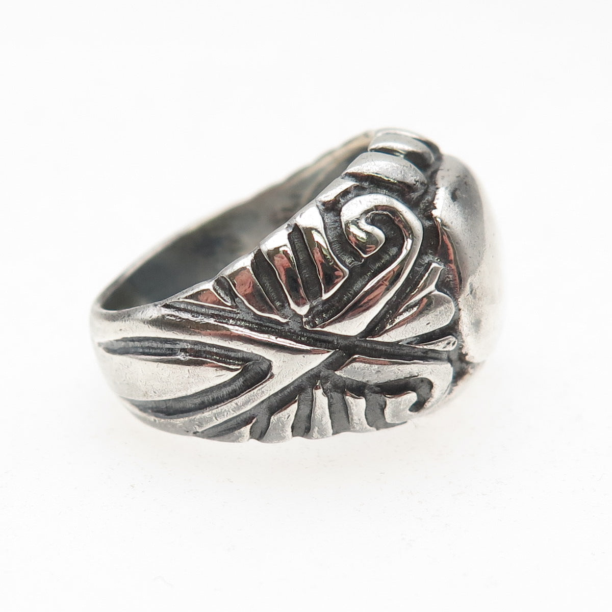 925 Sterling Silver Vintage Modernist Butterfly Oxidized Ring Size 7.5