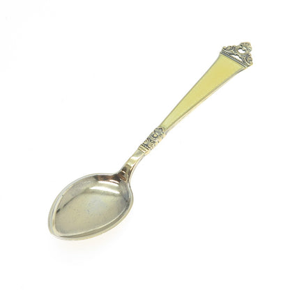 NILS HANSEN 925 Sterling Silver Gold Plated Vintage Norway Enamel Coffee Spoon