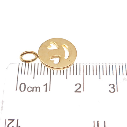 925 Sterling Silver Gold Plated In Love Face Emoji Charm Pendant