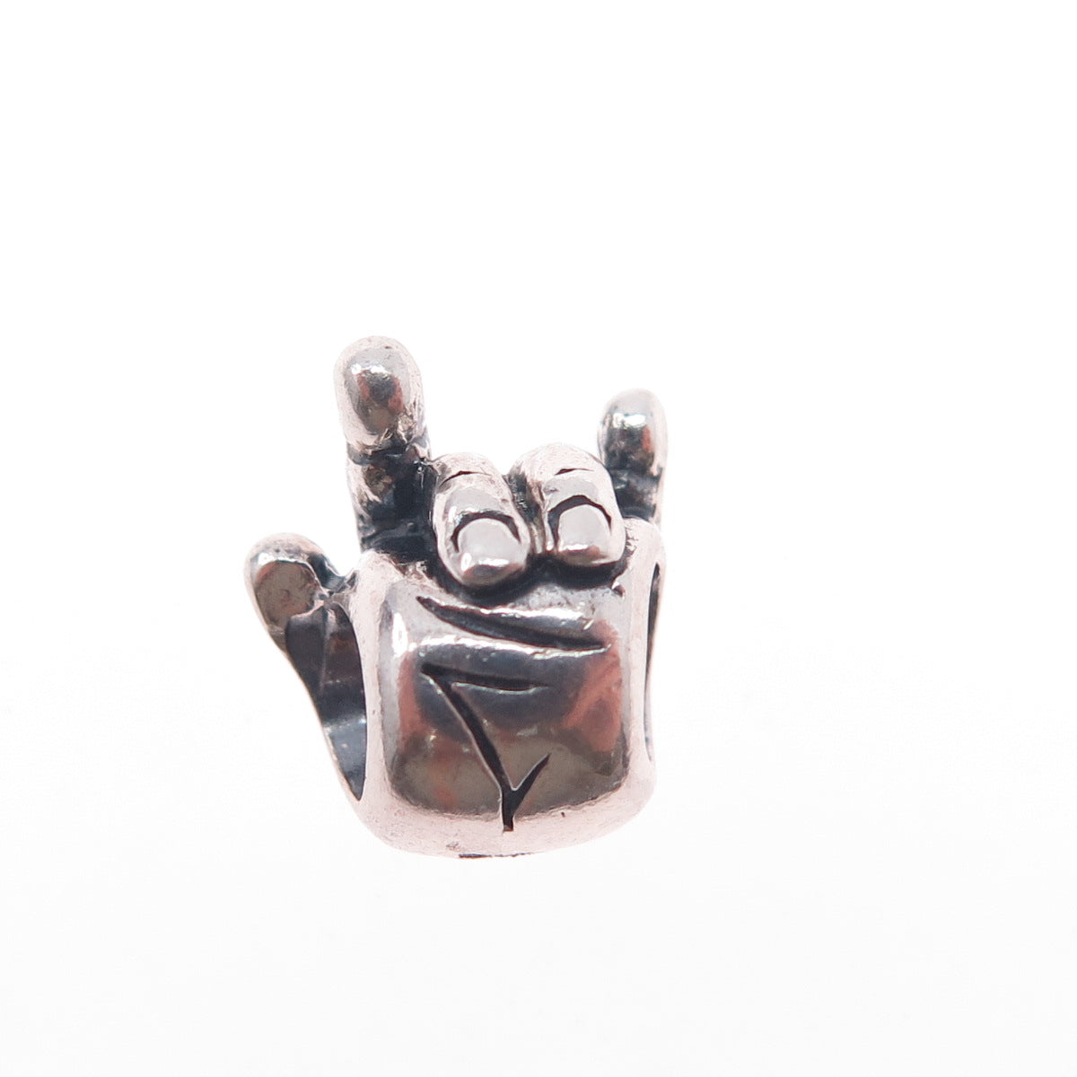 925 Sterling Silver I Love You Sign Slide Bead Charm