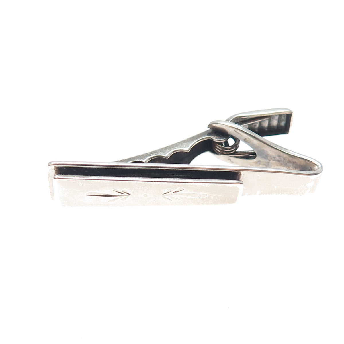 925 Sterling Silver Vintage Engraved Tie Clip