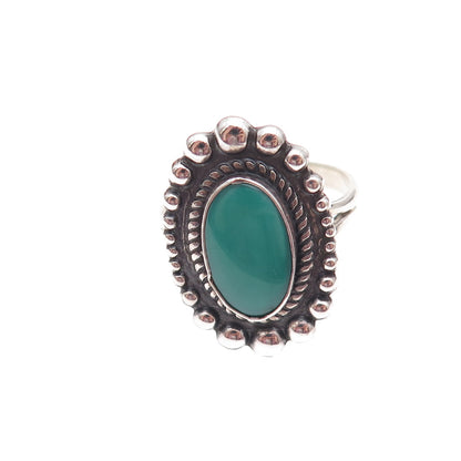 Old Pawn 925 Sterling Silver Vintage Kingman Turquoise Beaded Ring Size 7.5