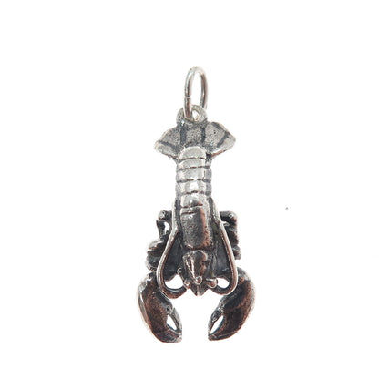 925 Sterling Silver Vintage Lobster Oxidized Minimalist Charm Pendant