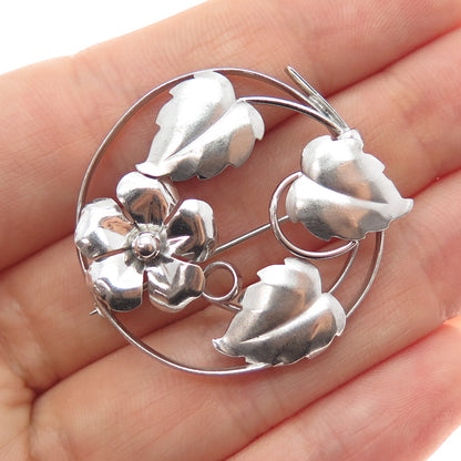 Binder Bros 925 Sterling Silver Antique Art Deco Flower Pin Brooch