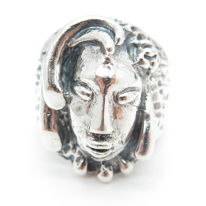 925 Sterling Silver Vintage Mexico Mateo Mask Ring Size 7.75