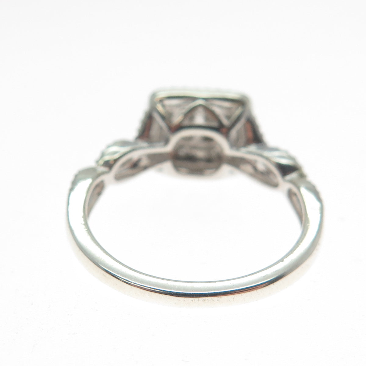 925 Sterling Silver Real Round-Cut Diamond Infinity Ring Size 7