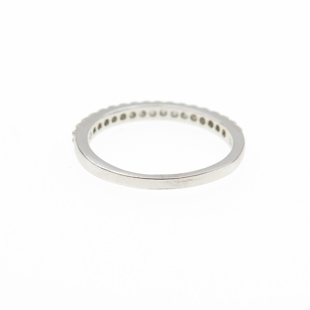 925 Sterling Silver Round-Cut C Z Half Eternity Stackable Band Ring Size 6