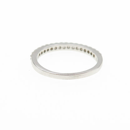 925 Sterling Silver Round-Cut C Z Half Eternity Stackable Band Ring Size 6