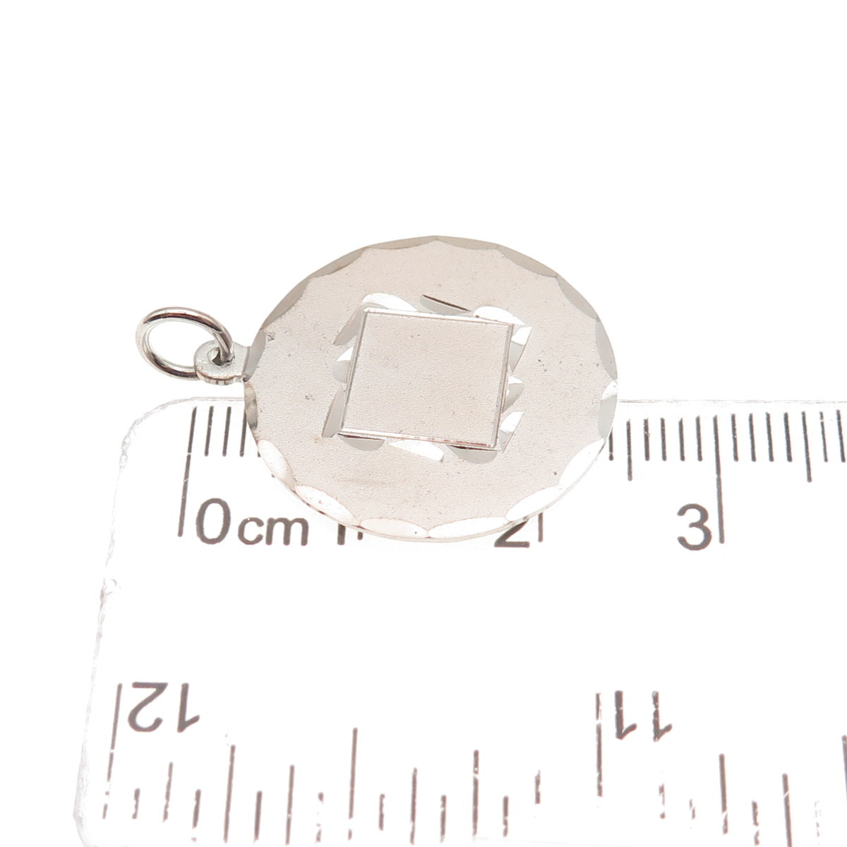 925 Sterling Silver Vintage Round Tag Charm Pendant
