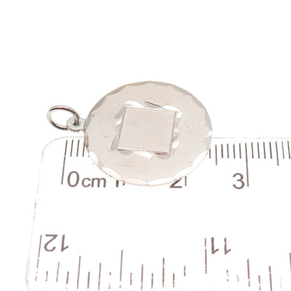 925 Sterling Silver Vintage Round Tag Charm Pendant