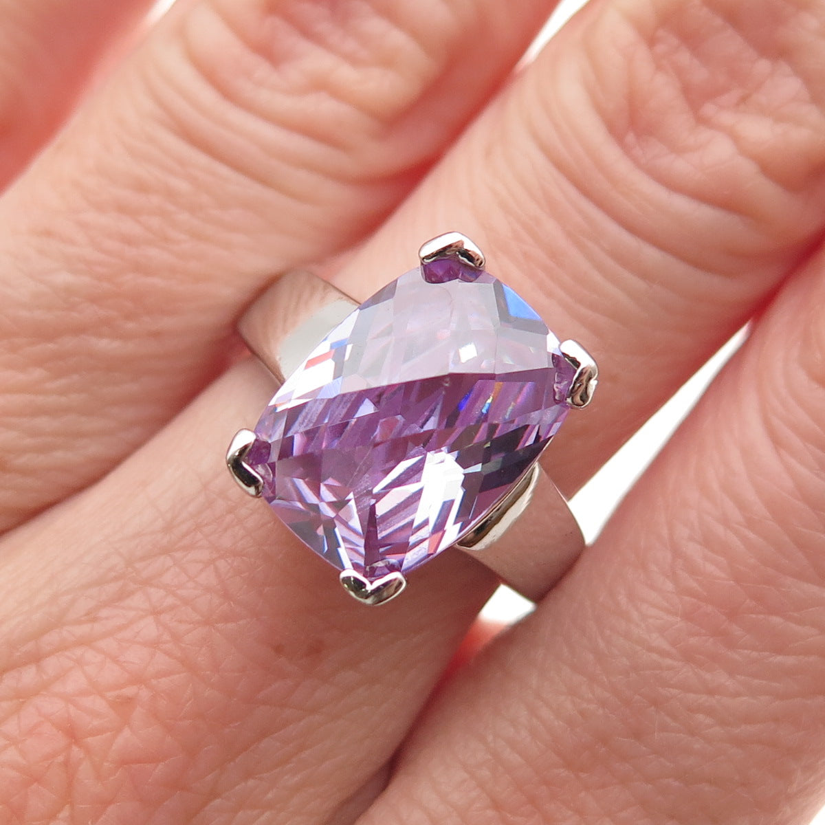 925 Sterling Silver Vintage Real Amethyst Ring Size 7