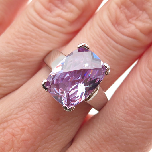 925 Sterling Silver Vintage Real Amethyst Ring Size 7