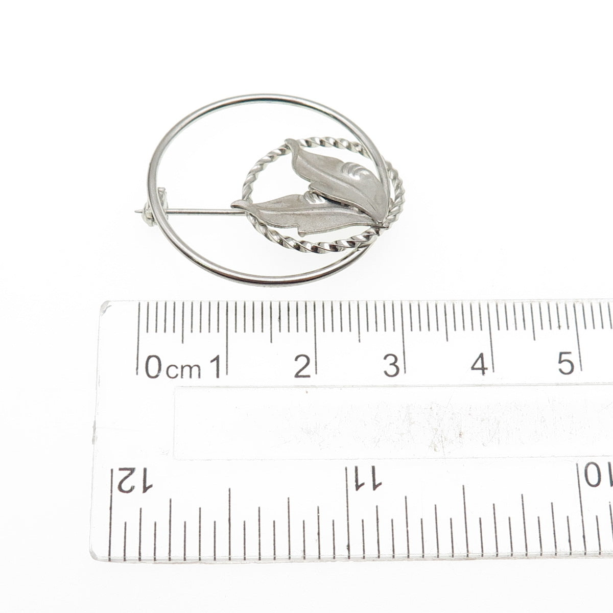 ROMA 925 Sterling Silver Vintage Floral Leaf Oxidized Pin Brooch