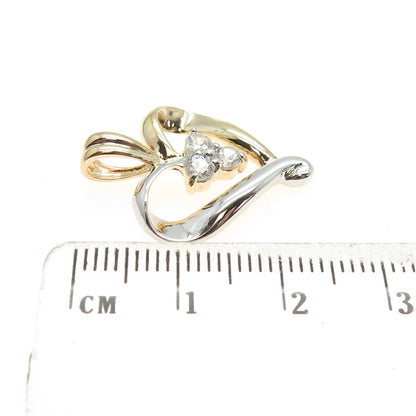 ROSS SIMONS 925 Sterling Silver 2-Tone Round-Cut C Z Heart Pendant