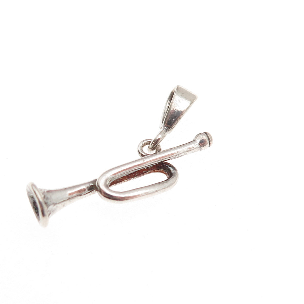 925 Sterling Silver Vintage Trumpet Music Instrument 3D Charm Pendant